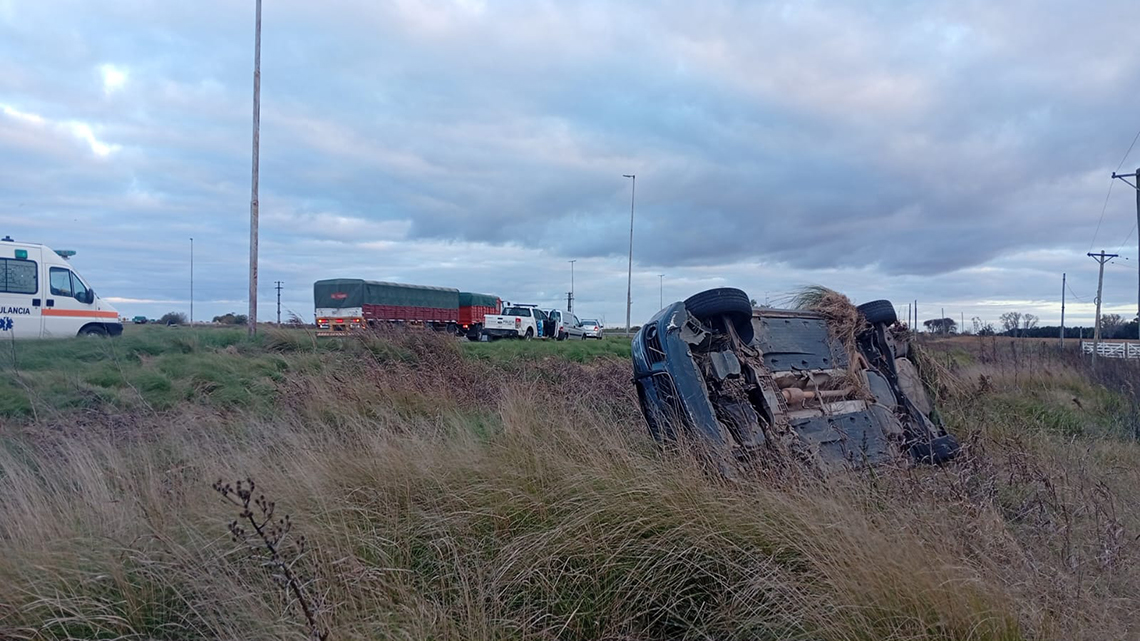 ​Dos j&oacute;venes heridos tras un vuelco en el cruce de las rutas 65 y 46