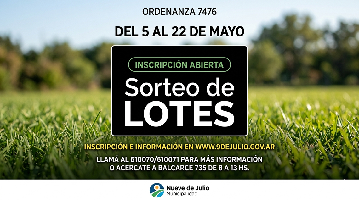 ​Contin&uacute;a la inscripci&oacute;n para el sorteo de lotes