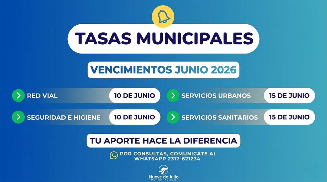 Vencimientos de tasas municipales en junio