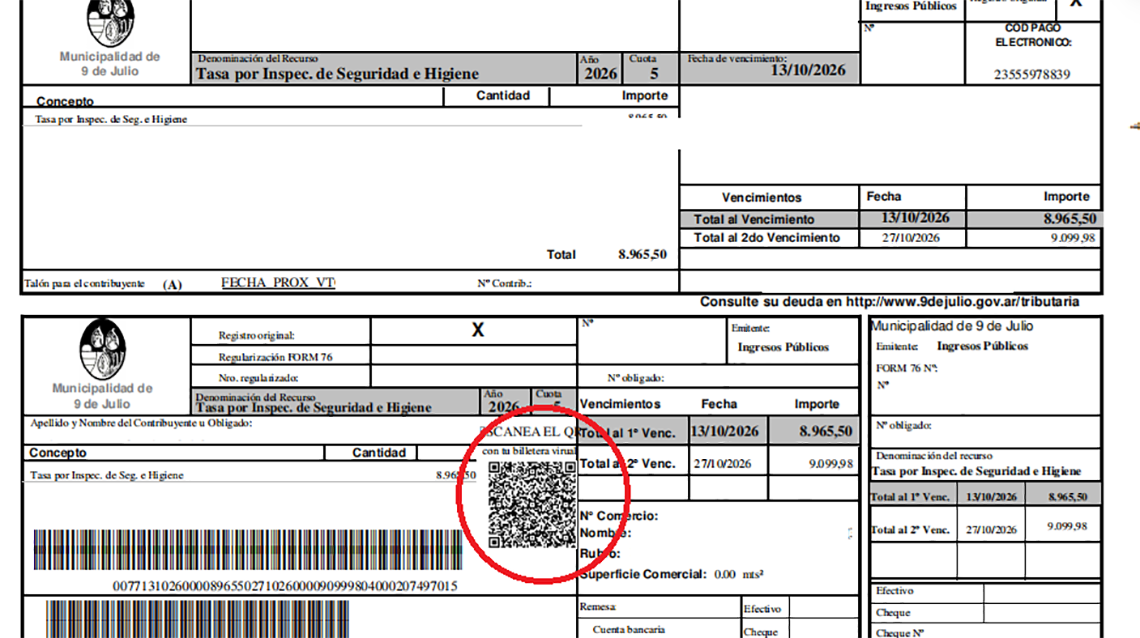 Pagos de boletas municipales con QR
