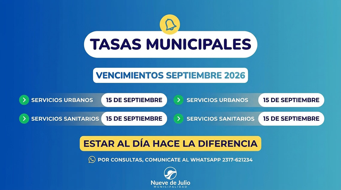 Tasas municipales: vencimientos de septiembre